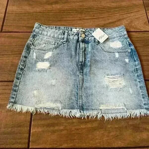 NWT Free people denim distressed skirt size 4